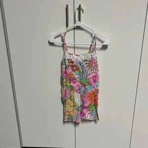 Lilly Pulitzer Floral Kids Romper - Pink, Green, Orange